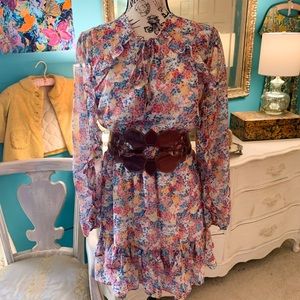 Zara Western inspired ruffled boho floral mini dress